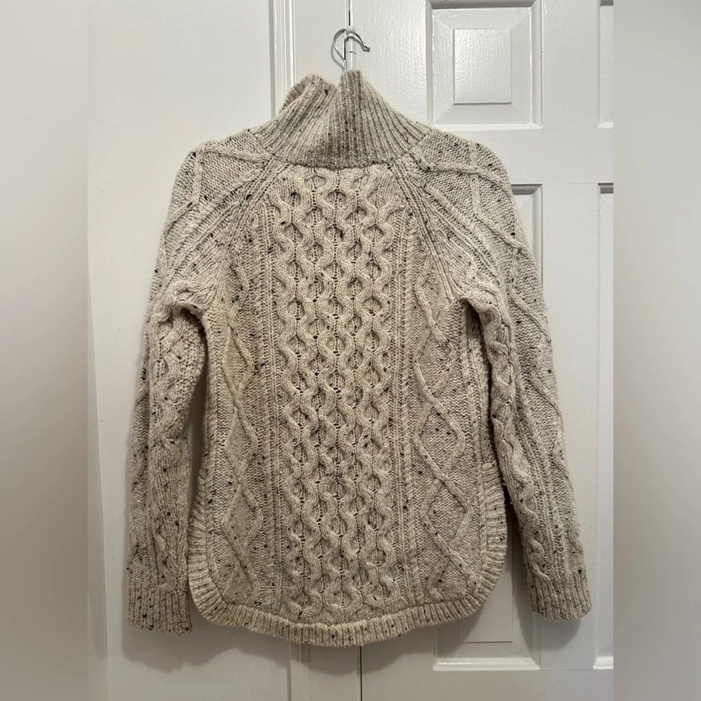 Madewell Speckled Cream Cable-Knit Turtleneck Sweater - Picture 6 of 6